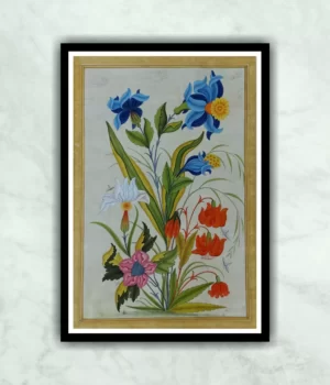 Exotic Mughal Flowers Miniature Painting
