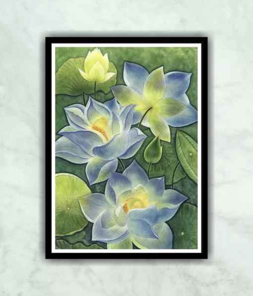 Blue Lotus Realistic Miniature Painting