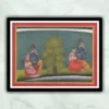 Radha Krishna Love Theme Basohli Style Painting