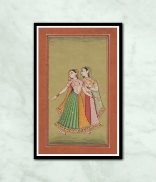 Mughal Lady Pair Miniature Painting