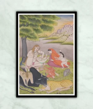 Lord Shiv Parvati Kangra Miniature Painting