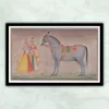 Mughal Lady With Horse Miniature Painting