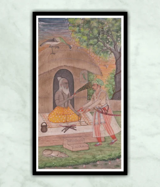 Bahadur Shah With Sufi Sant Miniature Painting