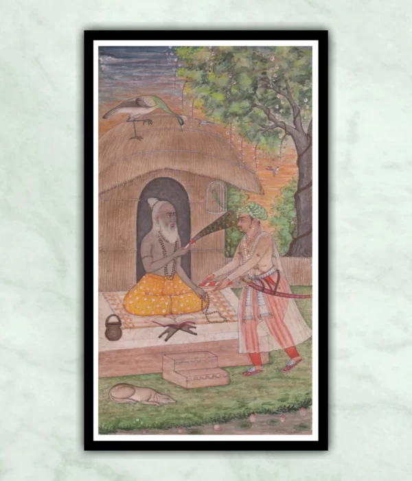 Bahadur Shah With Sufi Sant Miniature Painting