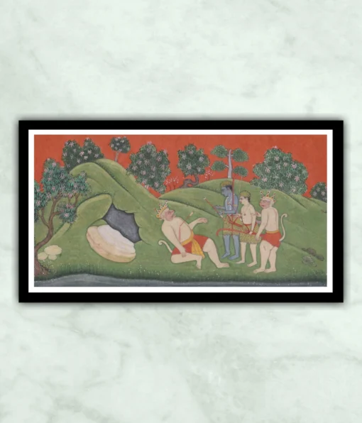 Vali Vadh Ramayana Indian Miniature Painting