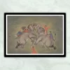 Deccan Mughal Elephant Fight Miniature Painting