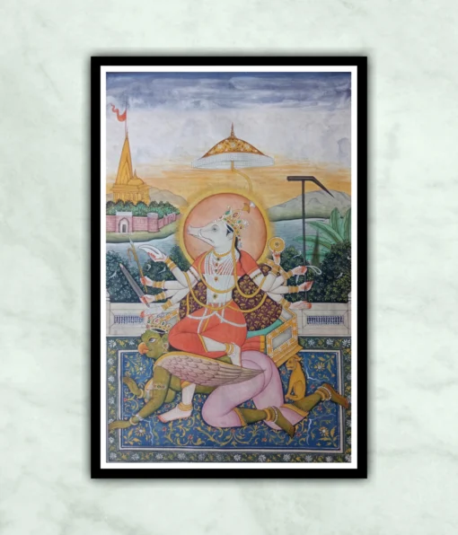 The Goddess Varahi Seated On Garuda Miniature Painting