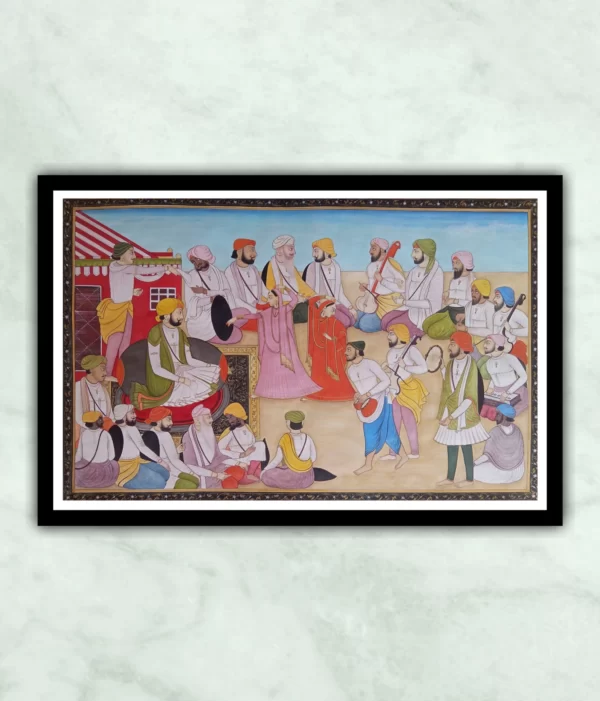 Hari Singh Celebrating With Ranjit Singh Miniature Painting