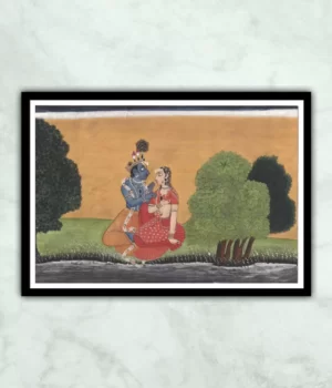 Radha Krishna Basholi Style Miniature Painting