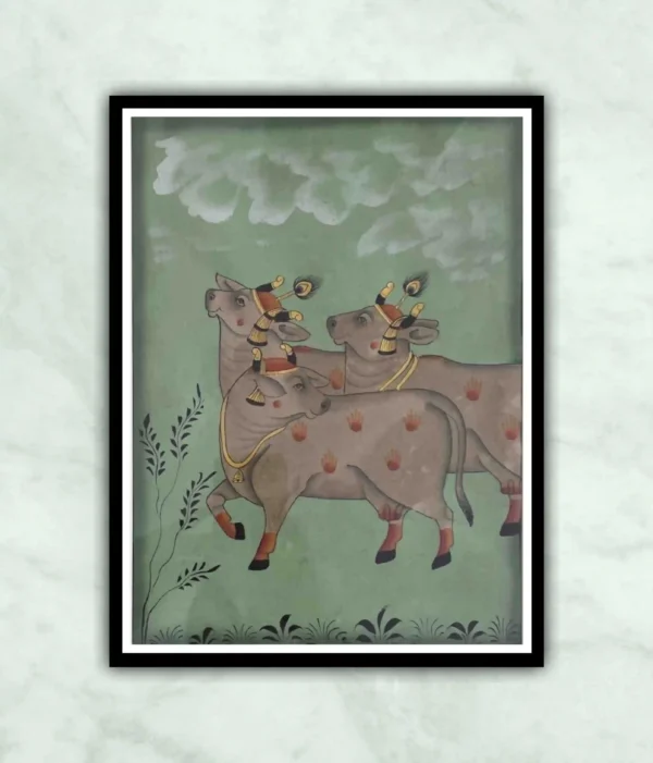 Cows Phad Painting-Indian Miniature Art