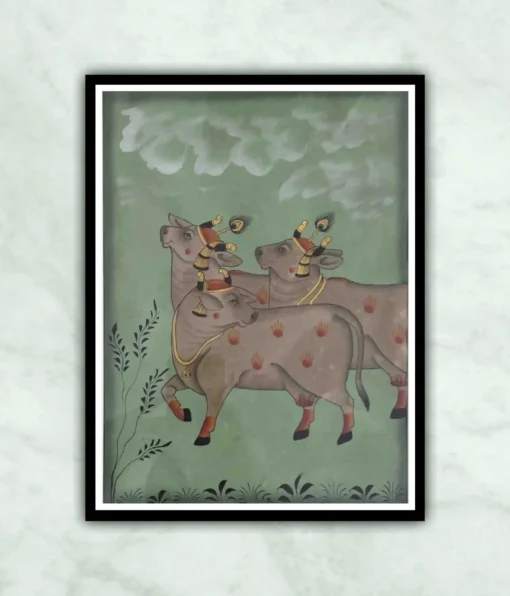 Cows Phad Painting-Indian Miniature Art